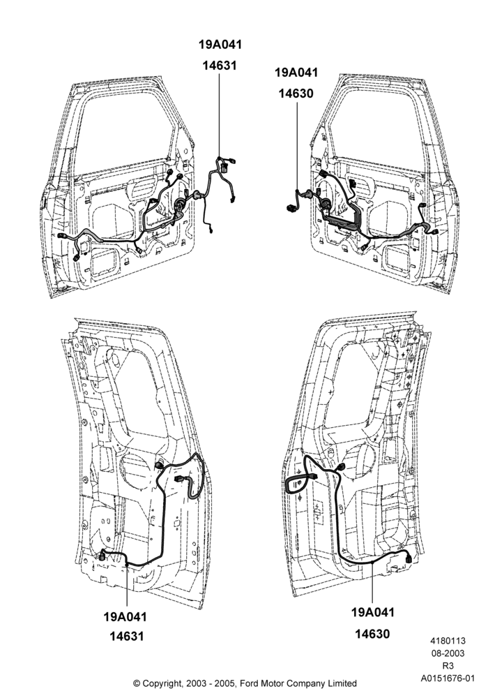 Схема Проводка дверей, Super Cab, Super Cab - 4 Door; 04.08.2003–16.12.2011