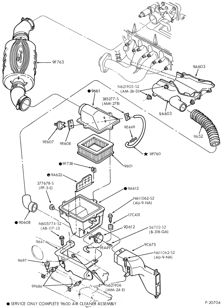 Схема 4 CYL. 2.3L (140 C.I.D.)-Air cleaner - E.F.I.