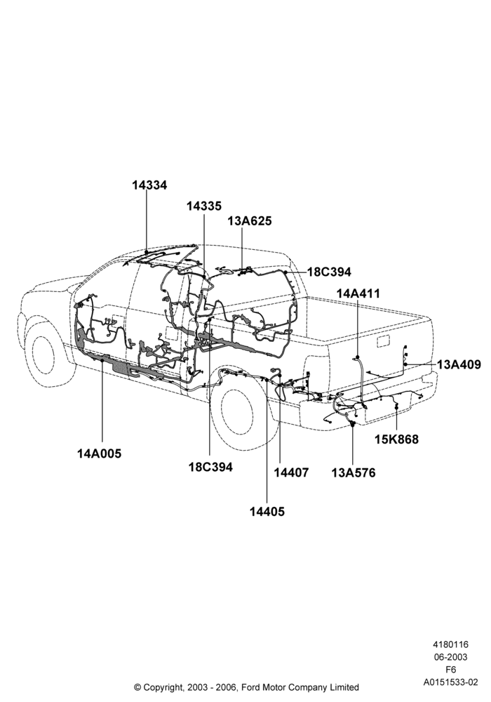 Схема Проводка кузова и потолочной консоли, Dearborn Plant Build, Ford 150 Series; 02.06.2003–18.08.2008