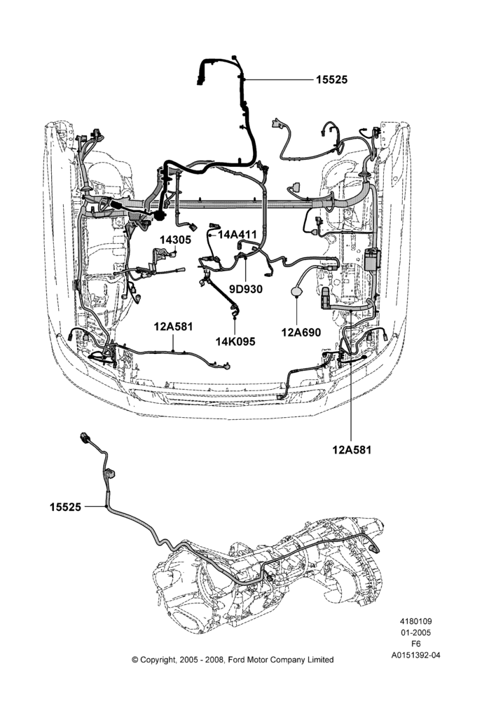 Схема Проводка двигателя и КПП, Ford 150 Series; 02.06.2003–18.08.2008