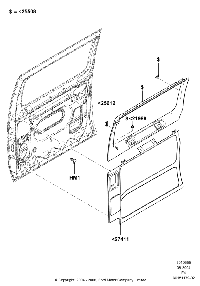 Схема Sliding Door Trim Panels, RH Sliding Side Cargo Door; 02.08.2004