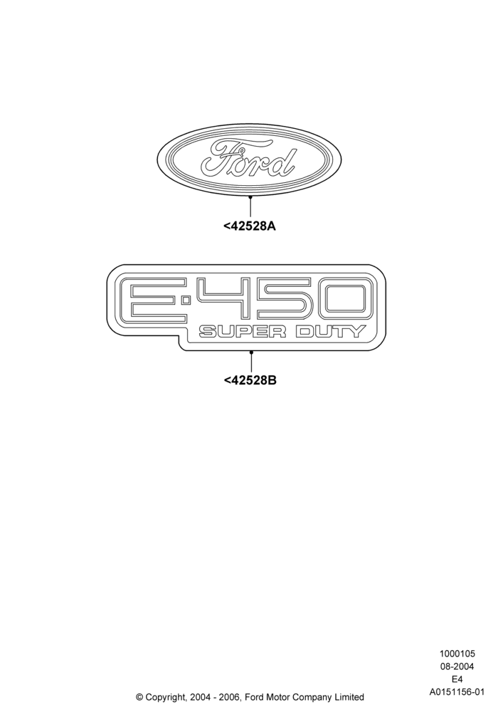 Схема Шильдики, Ford 450 Series; 02.08.2004–18.04.2005