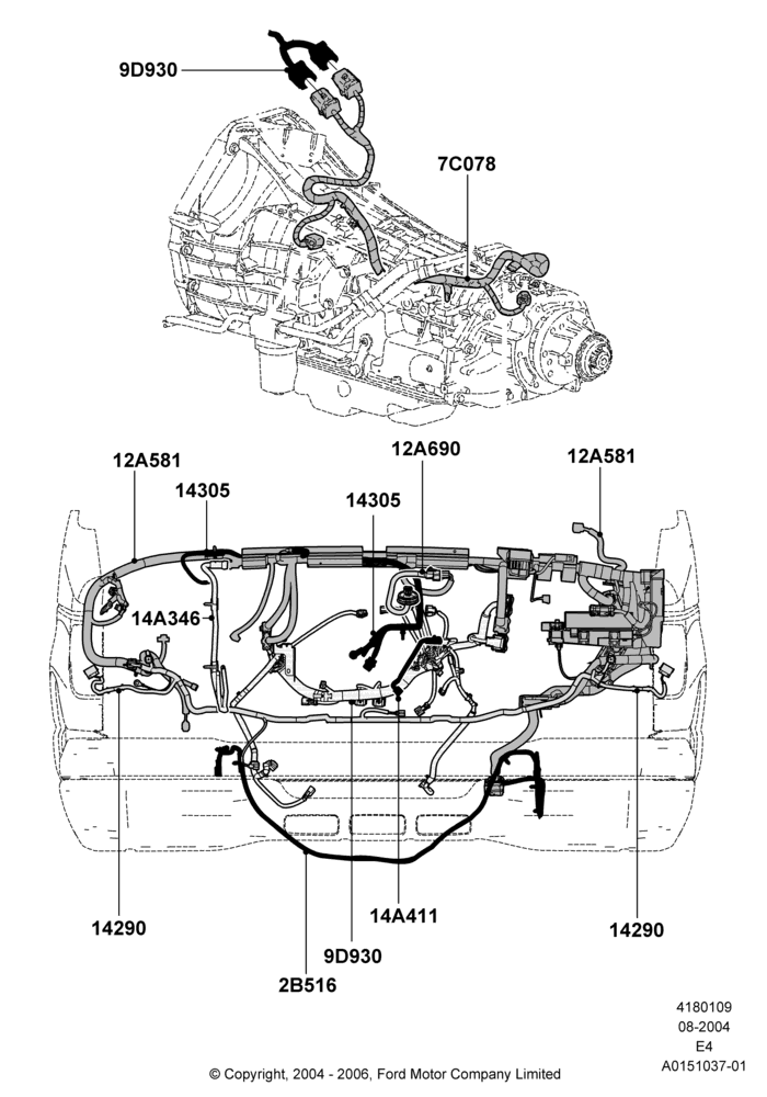 Схема Проводка двигателя и КПП, With Gas Engines; 02.08.2004–18.08.2008
