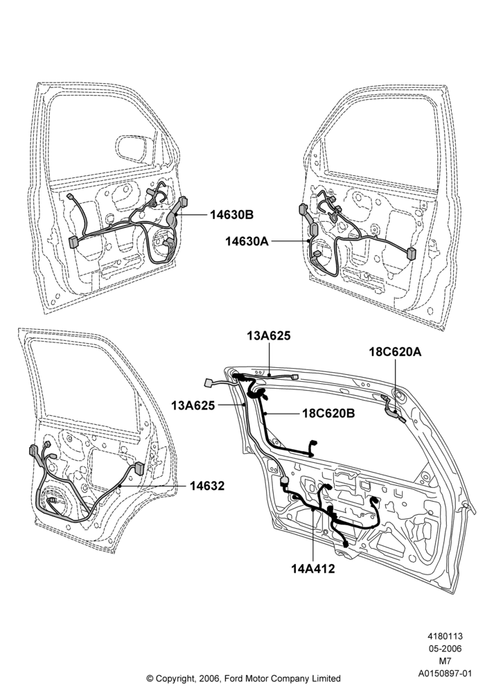 Схема Проводка дверей, Less Hybrid Version; 01.05.2006–08.01.2007