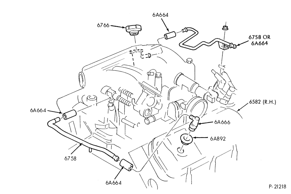 Схема 6 CYL. 3.8L (230 C.I.D.) - EXC. S/C-Crankcase ventilation system