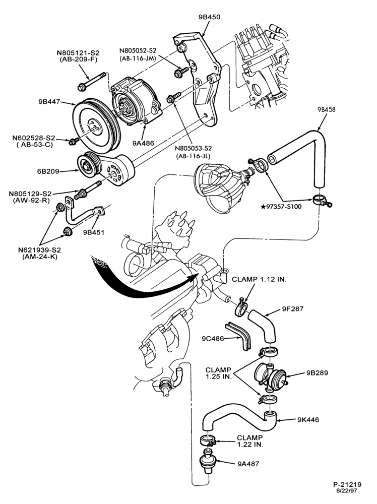 Схема 6 CYL. 3.8L (230 C.I.D.)-Thermactor emission (T/E)