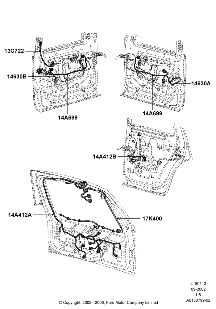 Схема Проводка дверей; 03.09.2002–05.08.2005