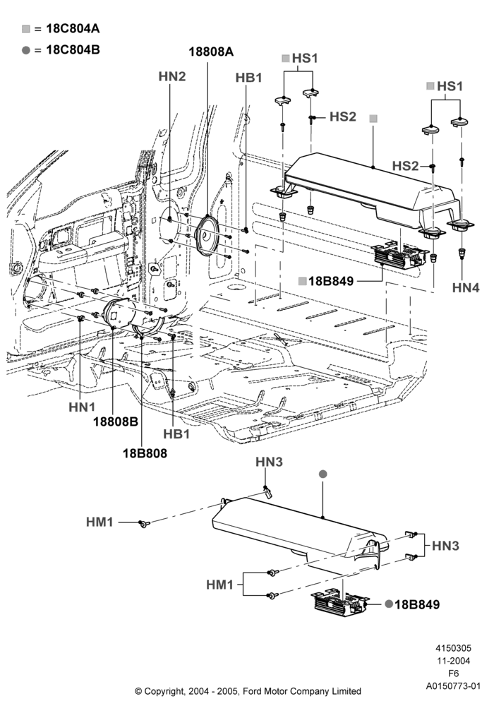 Схема Динамики, AM/FM Stereo/CD Changer/CLK/MP3, With Manual Front Windows; 29.11.2004–18.08.2008