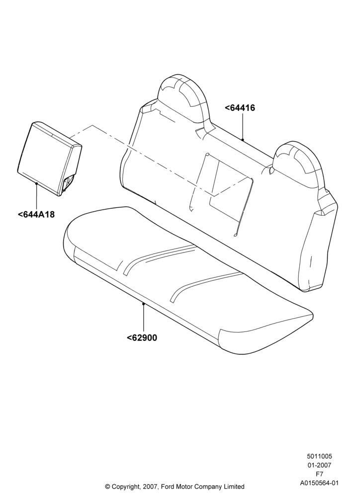 Схема Обивка передних сидений, With Split Bench Front Seat; 18.12.2006–12.02.2010