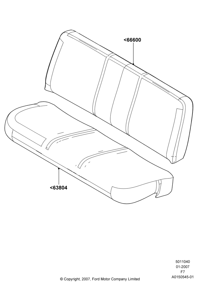 Схема Rear Seat Covers, Crew Cab, With 2nd Row Bench Seat - 3 Passngr; 18.12.2006–12.02.2010