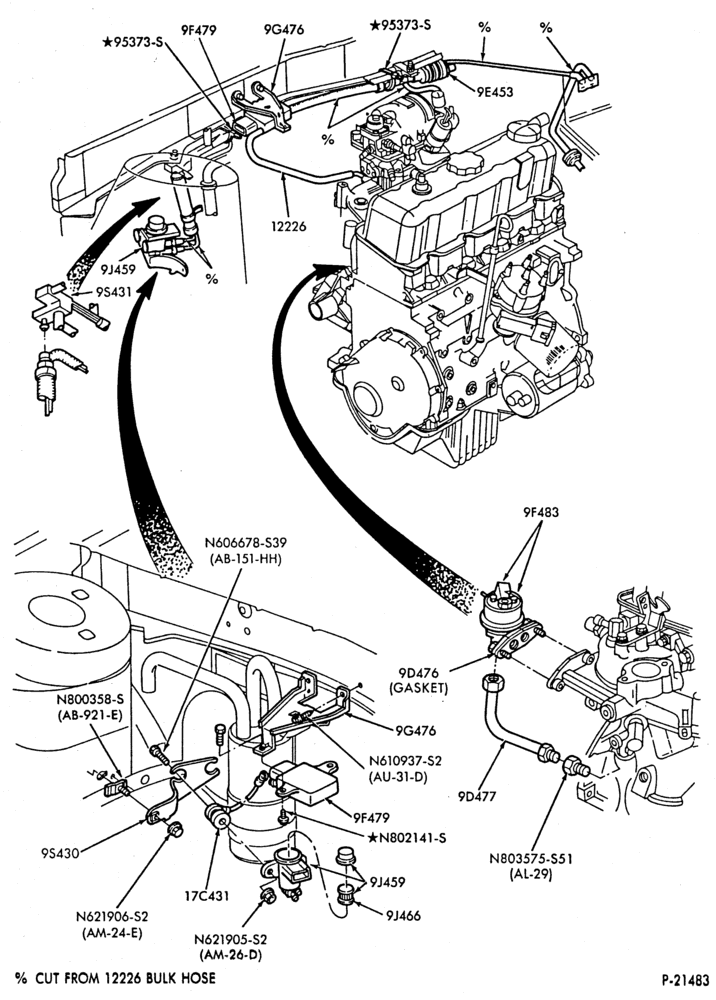 Схема 4 CYL. 2.5L (153 C.I.D.) HSC-recirculation (E.G.R.)- All