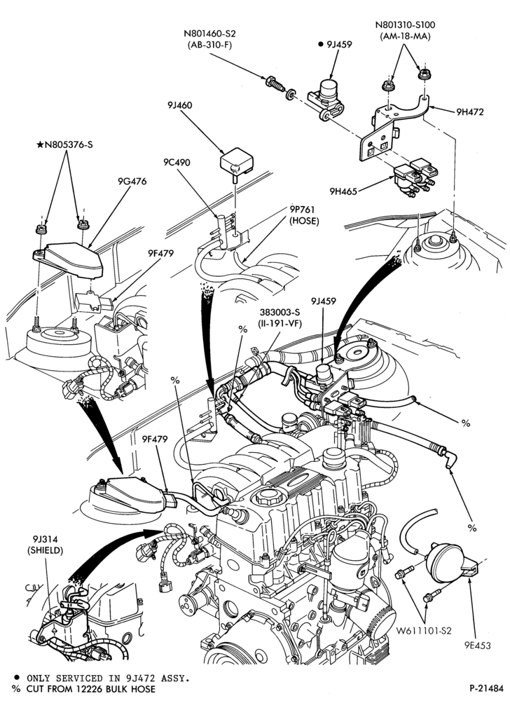 Схема 4 CYL. 2.3L - HSC-Emission system - exhaust gas recirculation (E.G.R.)