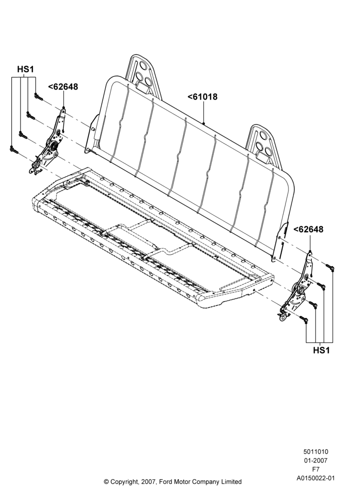 Схема Спинка переднего сиденья, Bench Type Front Seat; 18.12.2006–12.02.2010