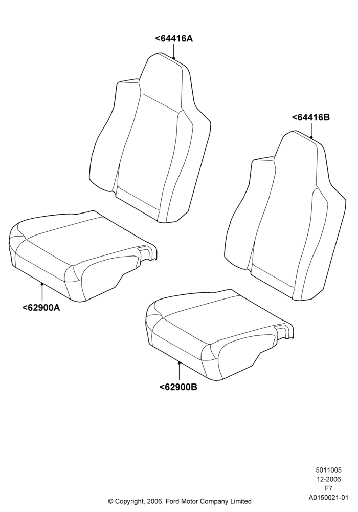 Схема Обивка передних сидений, With Captain Chair Front Seats; 18.12.2006–12.02.2010