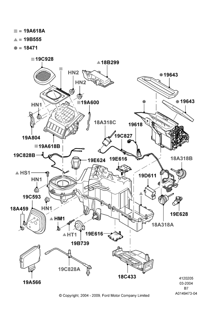 Схема Климат — наружные компоненты, HD ATC Air Conditioning; 11.03.2004–02.08.2006