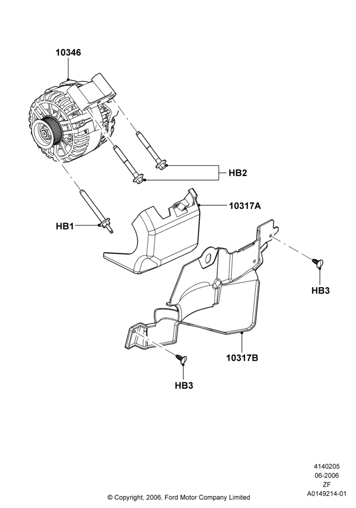 Схема Генератор и крепление, 5.4L 4V DOHC EFI S/C ALUM V8 G; 06.06.2006–27.02.2012