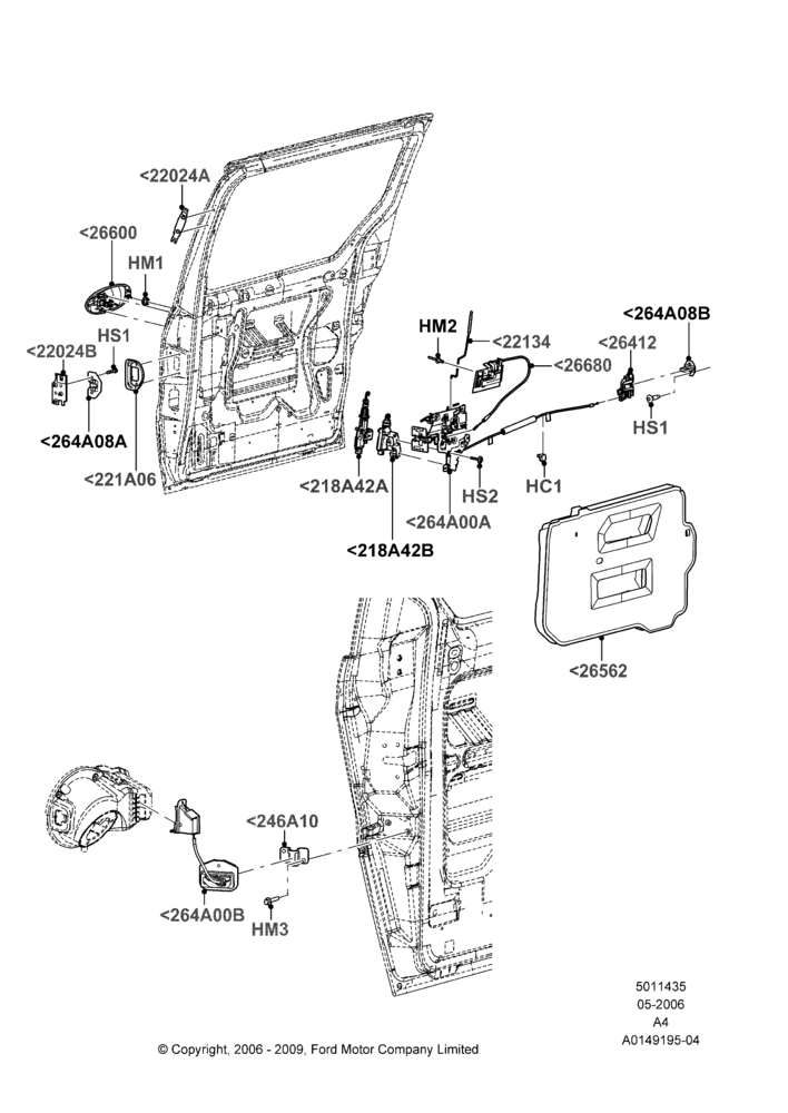 Схема Sliding Side Load Door Controls, Lincoln/Mercury Series; 01.05.2006–02.01.2007