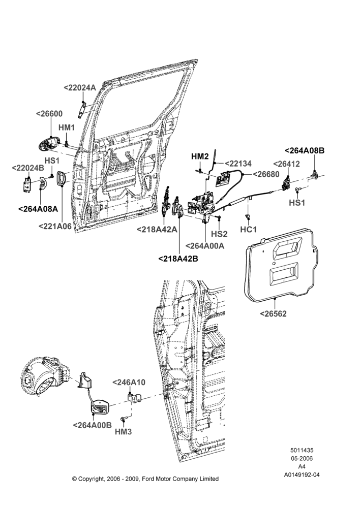 Схема Sliding Side Load Door Controls, Ford Series; 01.05.2006–02.01.2007