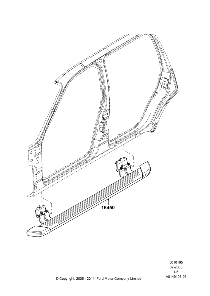 Схема Подножки, Ford Series, Accessory Step Bar; 19.07.2005–16.12.2010