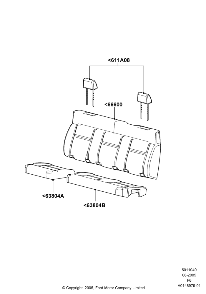 Схема Rear Seat Covers, Super Cab; 08.08.2005–18.08.2008