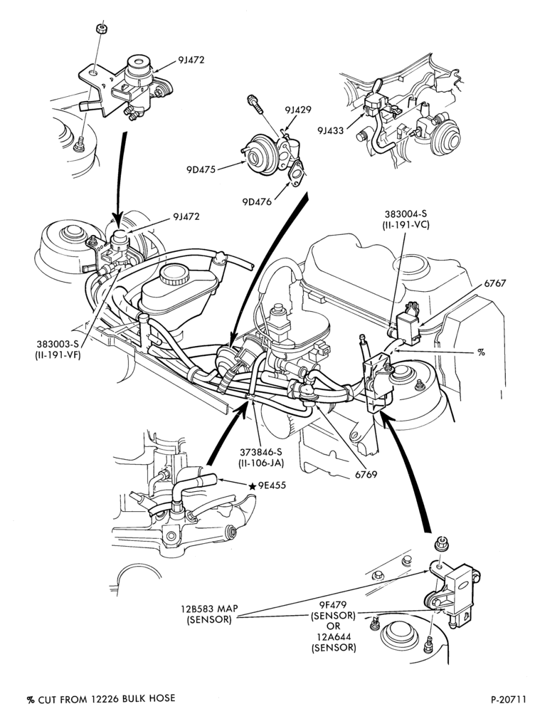 Схема 4 CYL. 1.9L (116 C.I.D.)-recirculation (E.G.R.) - tube installation - C.F.I.