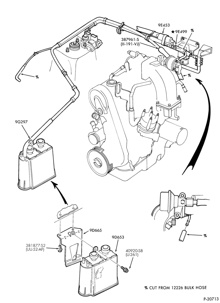 Схема 4 CYL. 2.3L (140 C.I.D.)-Fuel vapor canister and related parts- E.F.I.