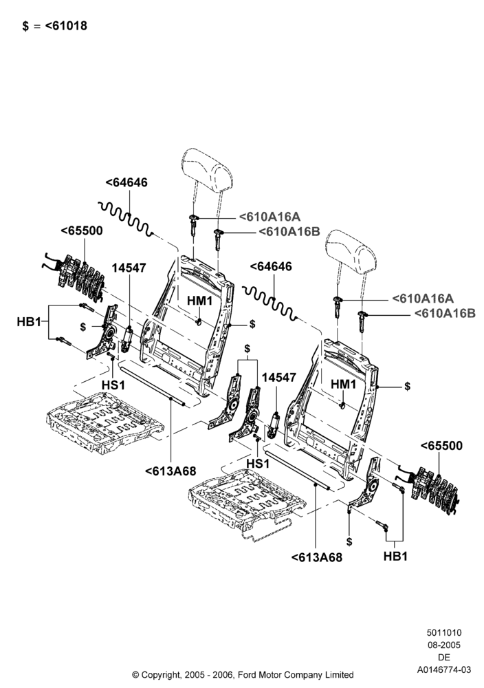 Схема Спинка переднего сиденья, Lincoln Division Derivative, With LH Electric Lumbar Support, With RH Electric Lumbar Support; 01.08.2005–02.06.2008
