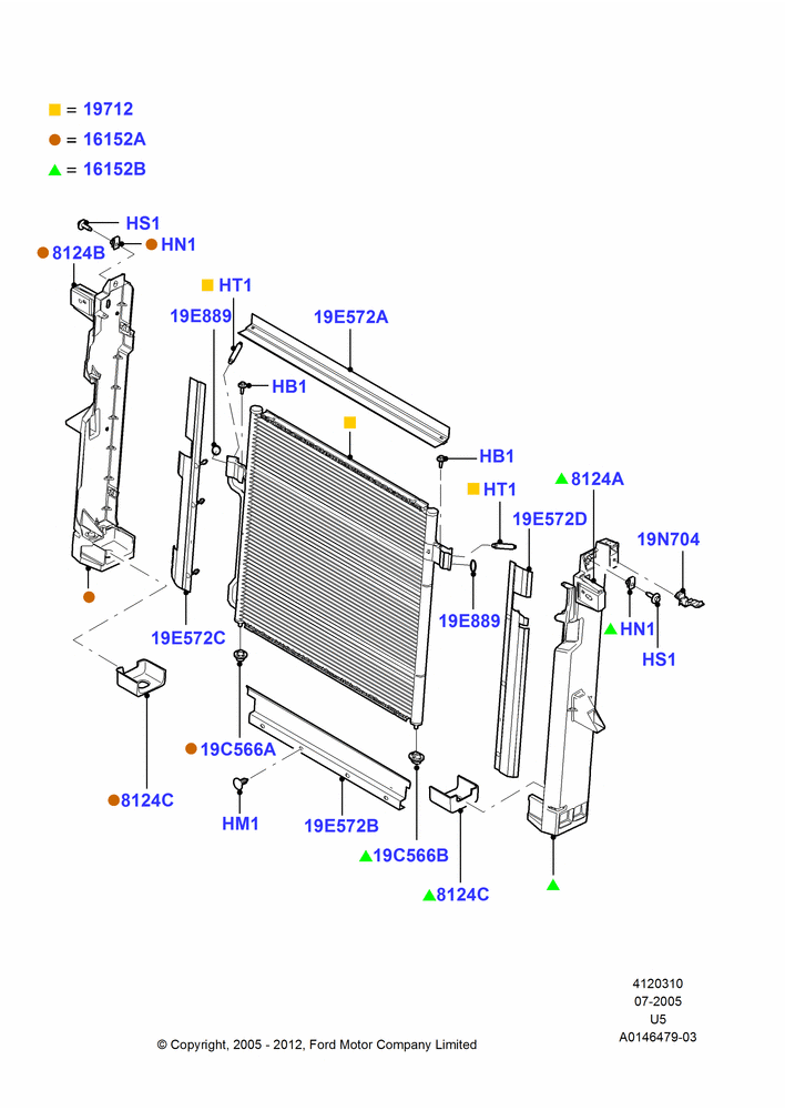 Схема Конденсатор и компрессор кондиционера, Condenser Assy; 19.07.2005–16.12.2010