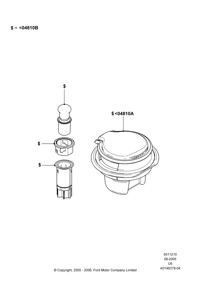 Схема Консоль напольная, Less Smokers Package, Accessory; 19.07.2005–16.12.2010