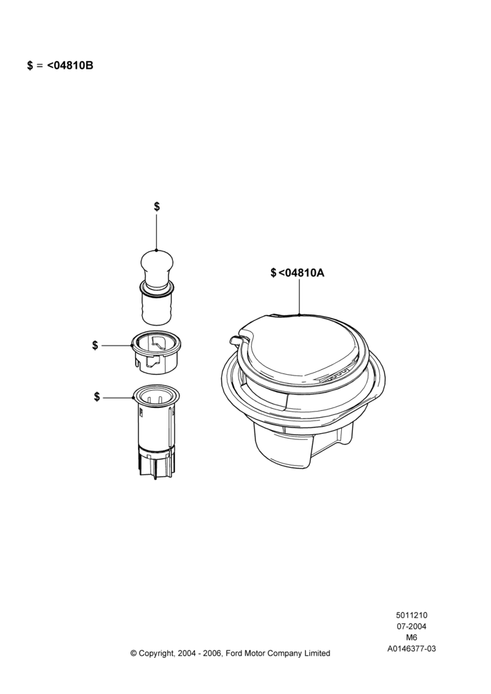 Схема Консоль напольная, With Smokers Package, Accessory; 26.07.2004–01.05.2006