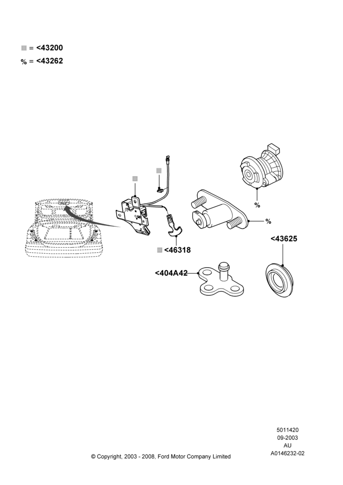 Схема Замок багажника, 3 Door, 4 Door Wagon, 5 Door Sedan; 04.09.2003–27.08.2007
