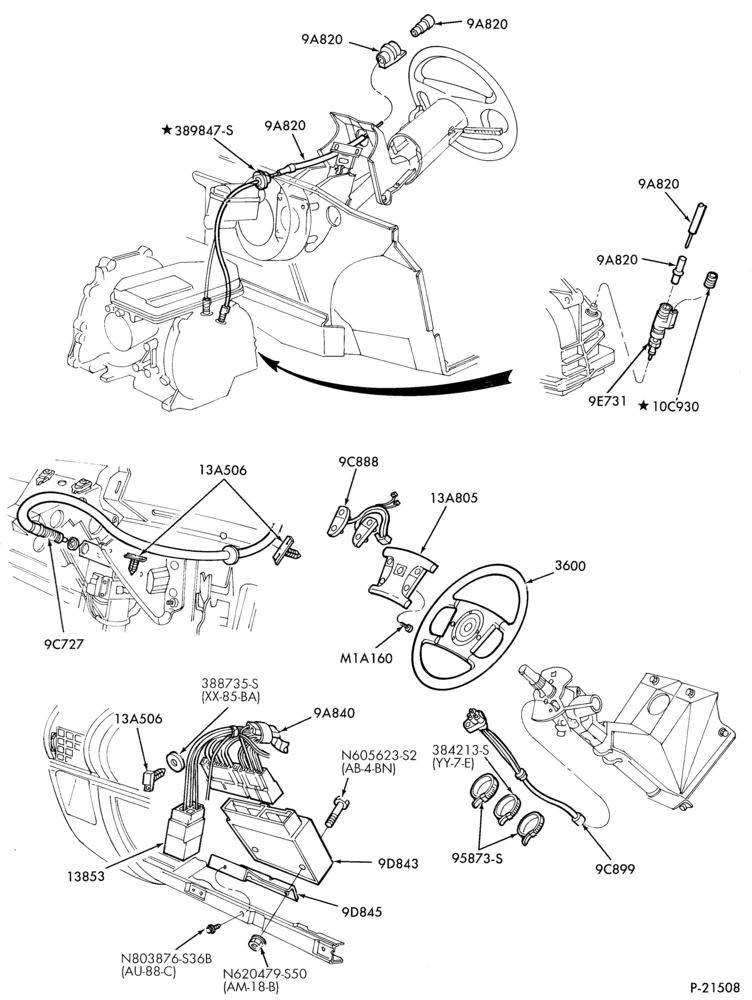 Схема 6 CYL. 3.0L-Speed control - Production installation - passenger compartment