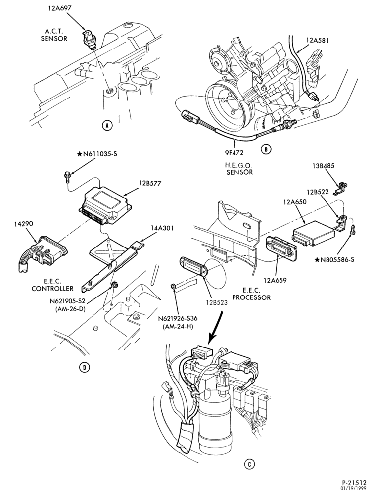 Схема FUEL TANK AND LINES-Electronic engine control (E.E.C.) - Page B