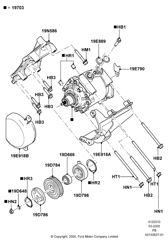 Схема Конденсатор и компрессор кондиционера, Compressor Assy; 04.03.2005–04.06.2007