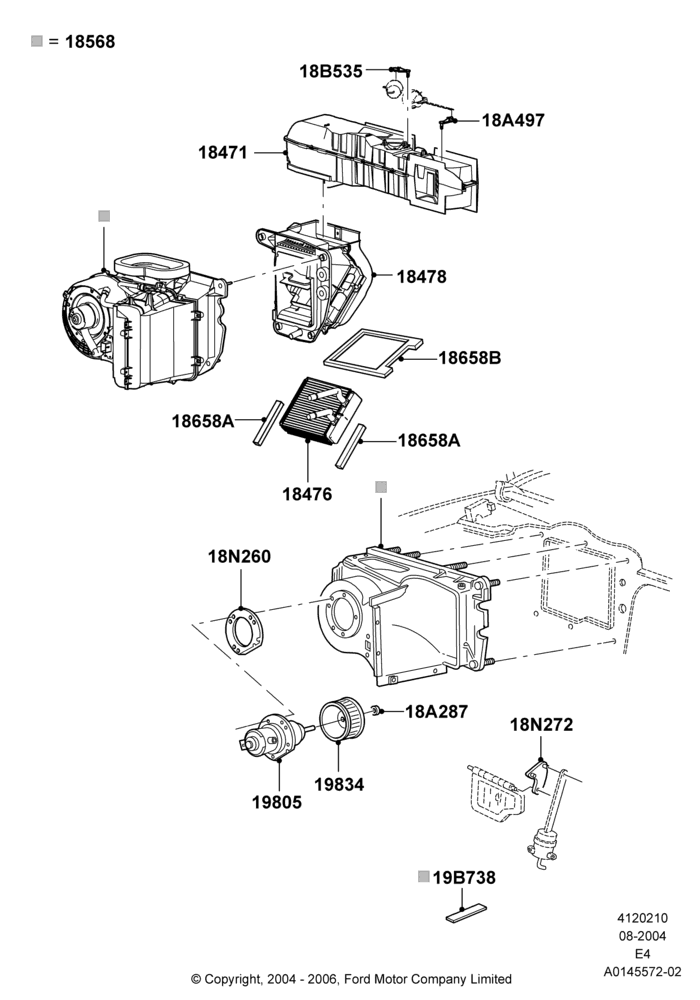 Схема Климат — внутренние компоненты, Less Air Conditioning, Less Stripped Chassis; 02.08.2004