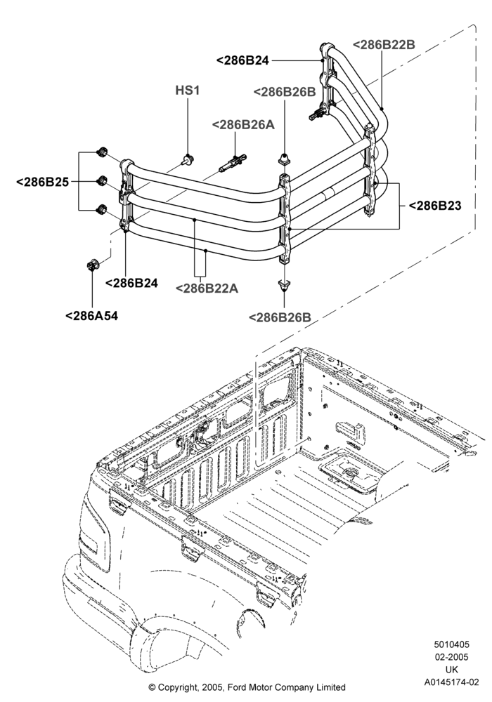 Схема Кузов пикапа и тент, Pick Up Box Extender, Production Installed; 30.01.2006–29.10.2010