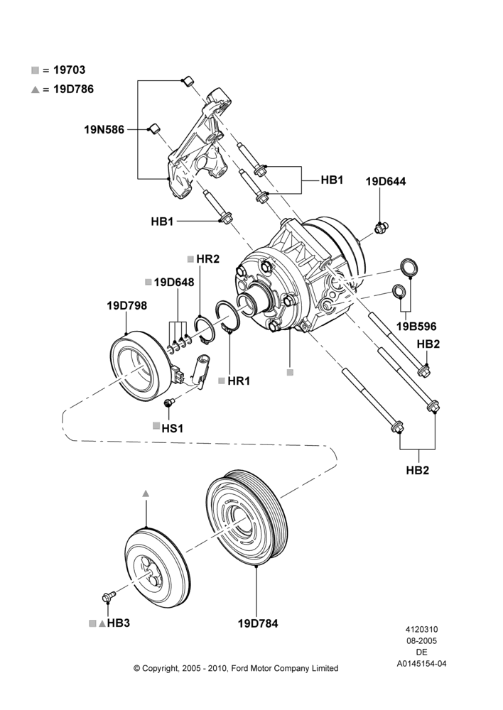 Схема Конденсатор и компрессор кондиционера, 3.0 DOHC EFI, 3.0L 4V OHC V6 Duratec 230HP, Compressor Assy; 01.08.2005–29.07.2012