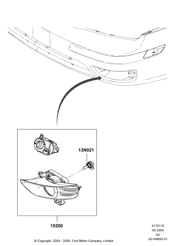 Схема Передние противотуманные фары, Less Front Fog Lamps, Accessory; 05.04.2004–27.08.2007