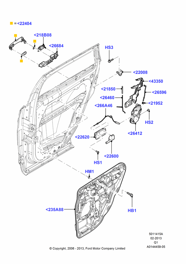 Схема Замки задних дверей, Ford Series; 06.11.2006–24.12.2014
