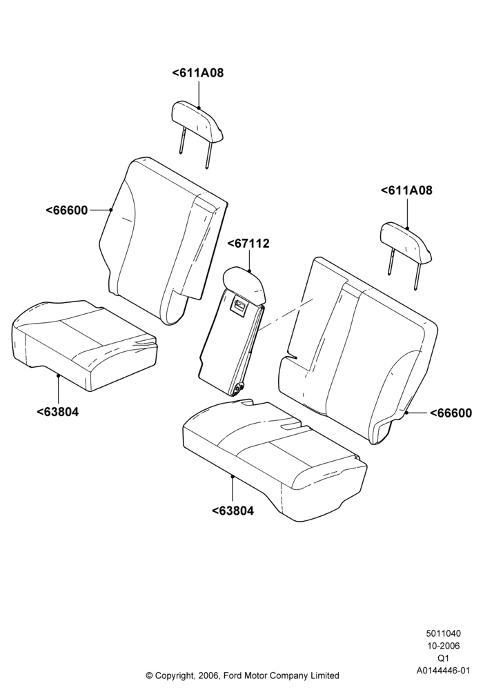 Схема Rear Seat Covers, Ford Series; 06.11.2006–17.09.2007
