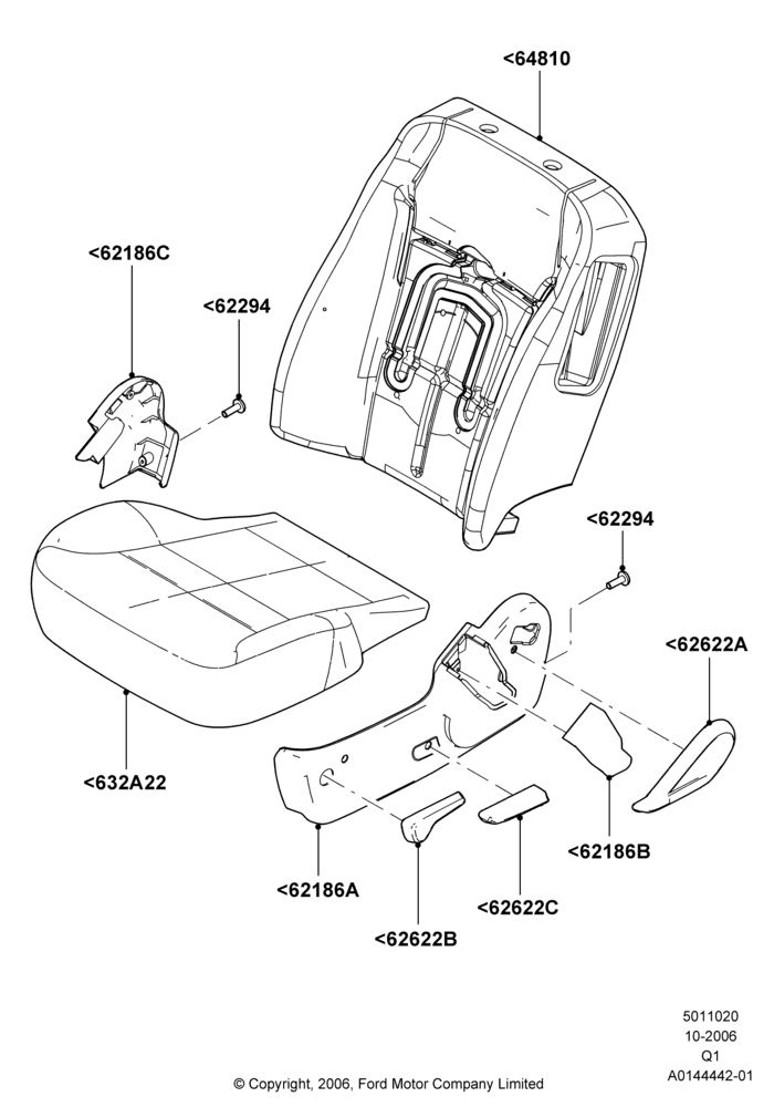 Схема Подушки и обогрев передних сидений, Less Power Driver Seat Adjuster; 06.11.2006–24.12.2014