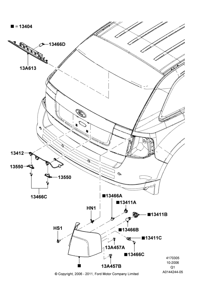 Схема Задние фонари, Ford Series; 06.11.2006–18.09.2008