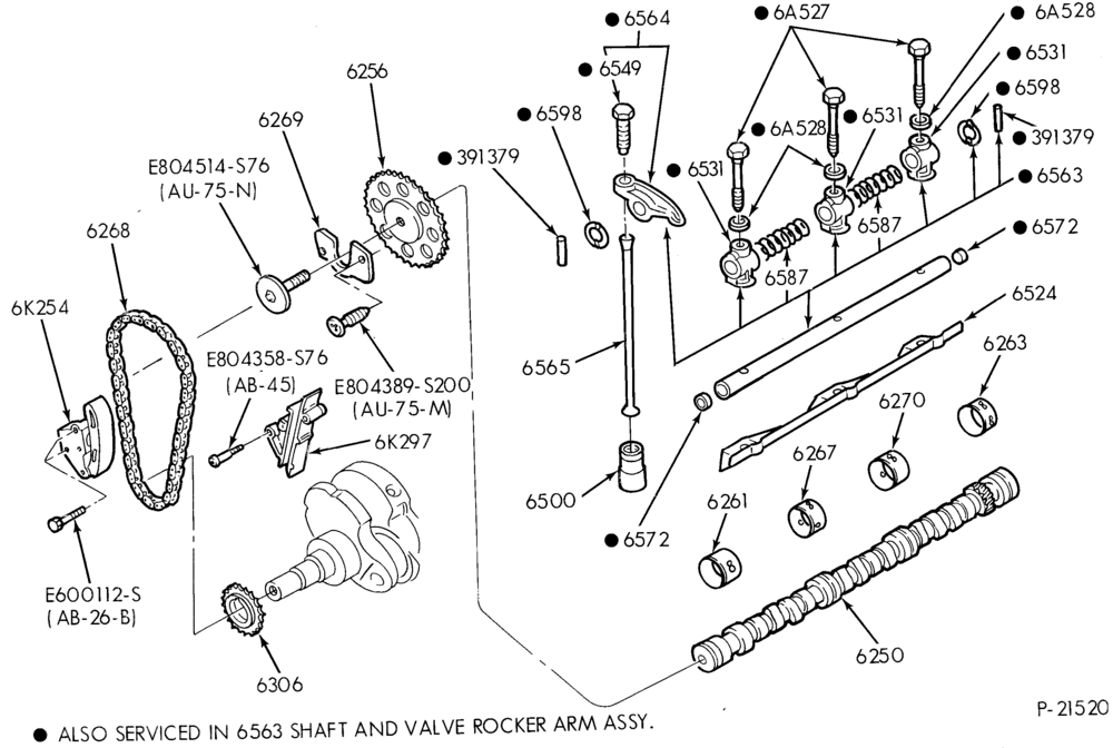 Схема 6 CYL. 2.9L 177 (C.I.D.)-Valves, push rods and related parts