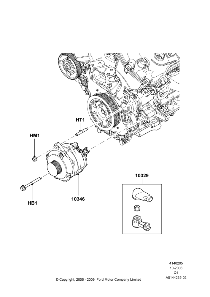 Схема Генератор и крепление, 3.5L 4V DOHC VCT SMPI V6 Gas; 06.11.2006–24.12.2014