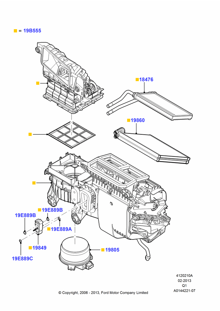 Схема Климат — внутренние компоненты, Manual Air Conditioning; 06.11.2006–24.12.2014