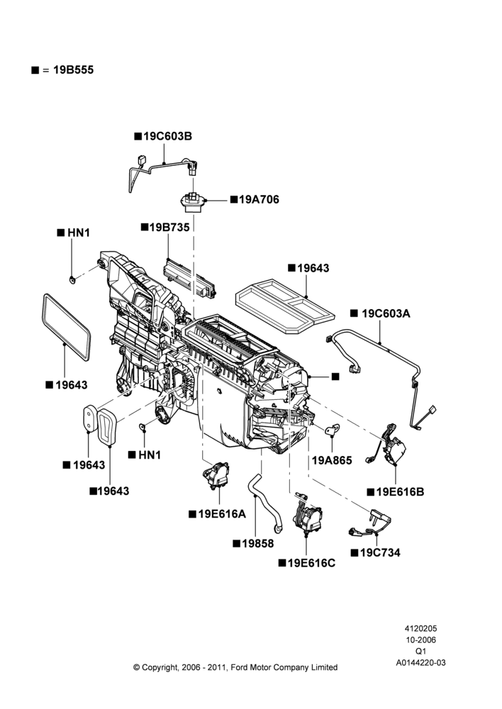 Схема Климат — наружные компоненты, Manual Air Conditioning; 06.11.2006–12.07.2010