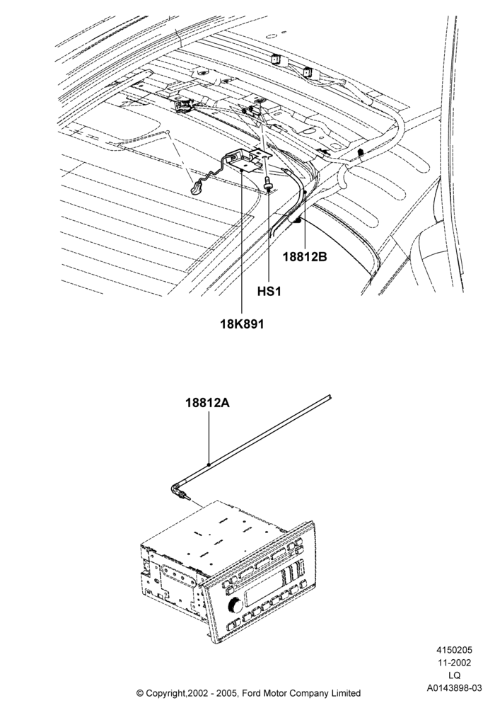 Схема Антенна, Less AM/FM Str/CD/Clk/Navig System; 18.11.2002–13.04.2006
