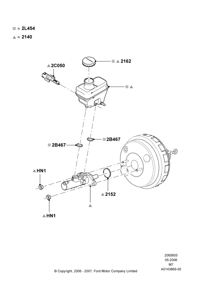 Схема Главный тормозной цилиндр, Less HEV Regenerative Brake System; 01.05.2006–29.04.2012