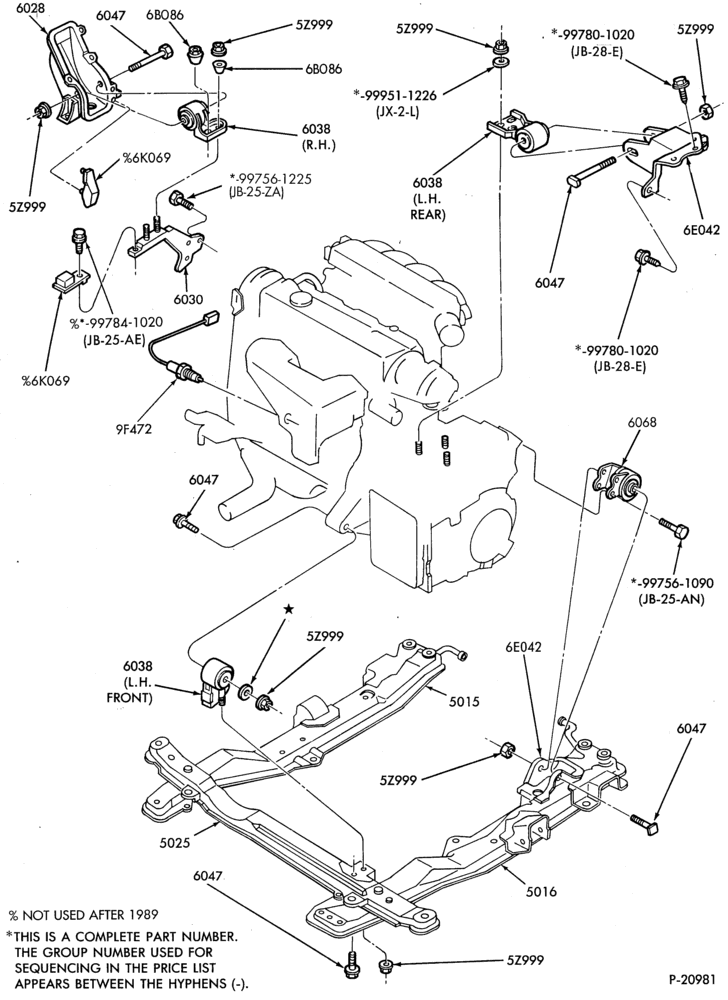 Схема 4 CYL. 2.2L (134 C.I.D.)-Engine supports- A/T