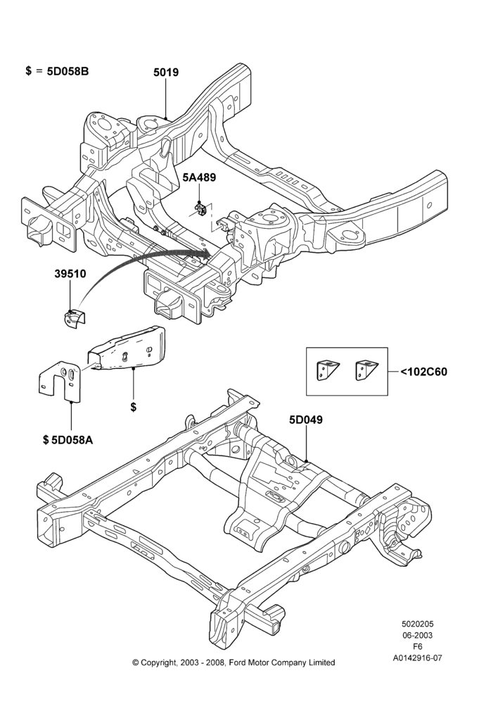 Схема Рама шасси, Bracket Repair Kits; 02.06.2003–23.12.2014